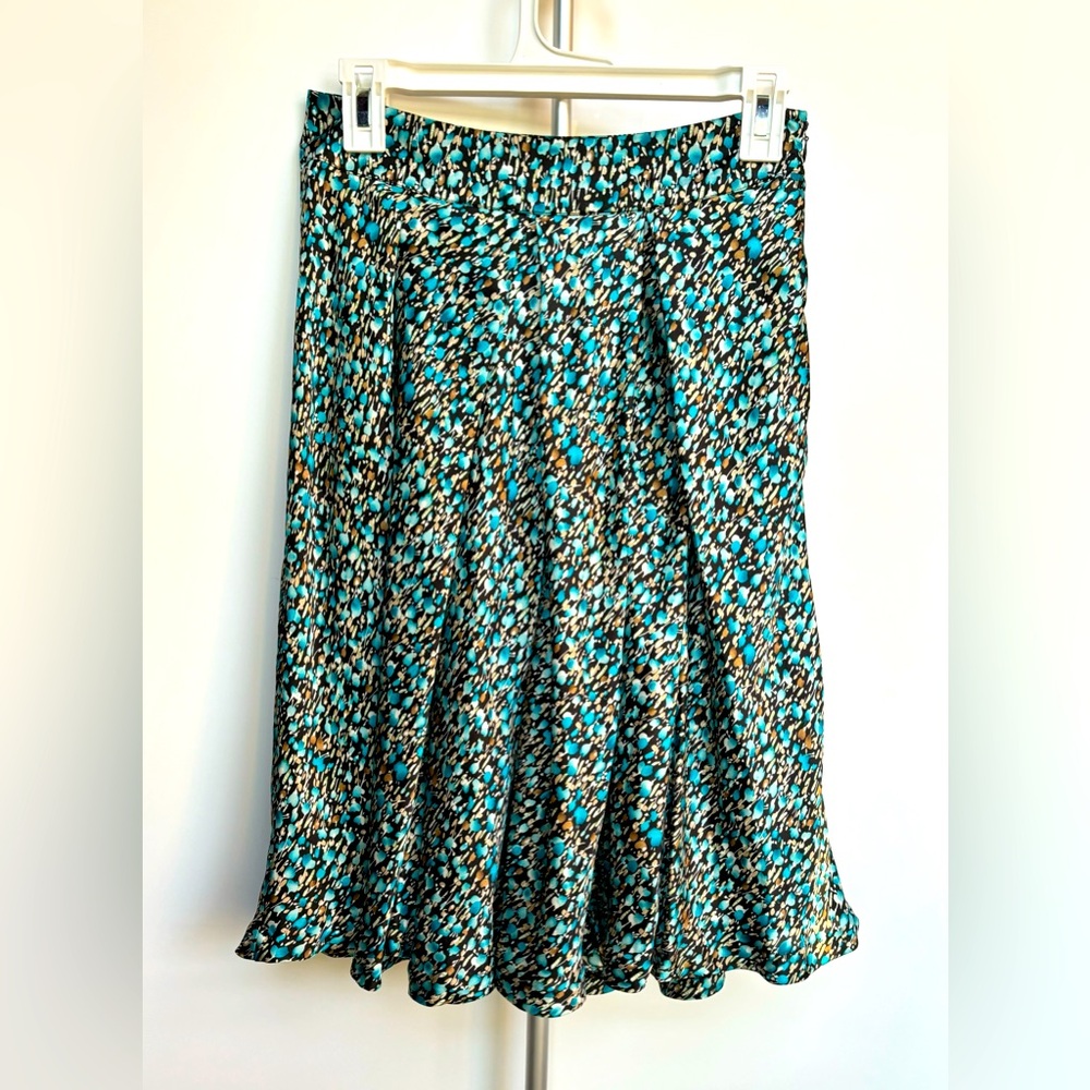 Vintage Y2K‎ Midi Skirt Abstract Floral Print Sunny Leigh Size 2